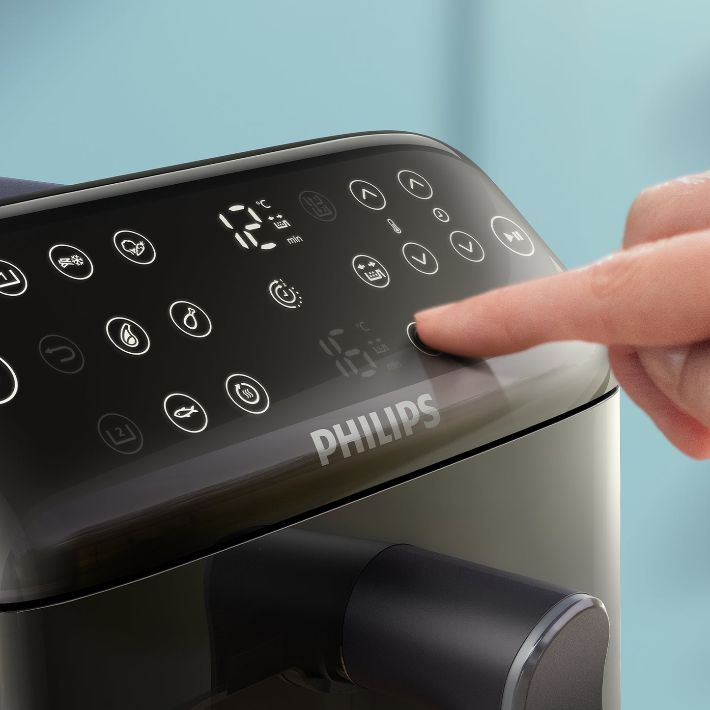 Philips 4000 Series Airfryer Stacked Dual Basket Capacity 10L, 2 Stacked Basket Drawers (5L + 5L), 6 Preset Functions and 13 ways to cook, Touchscreen, Black.
